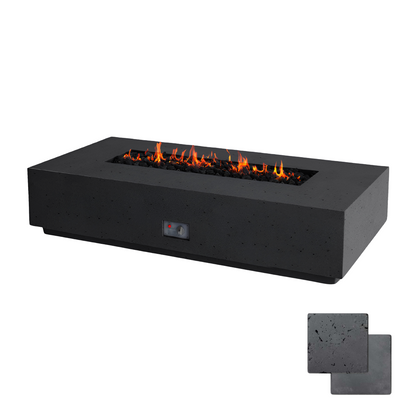 Linear Sanctuary Fire Table | Modern GFRC Firepit = Color Coal