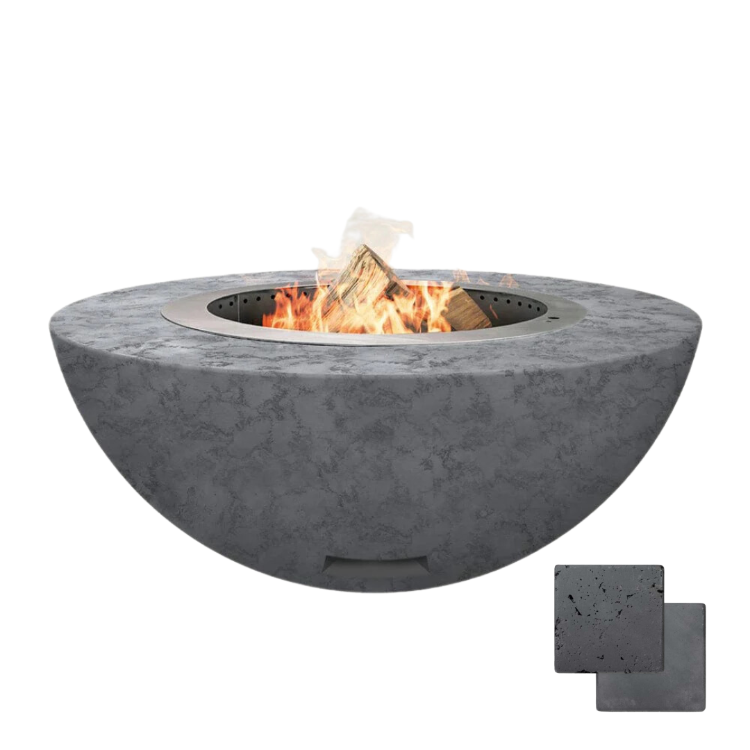 Luna | GFRC Enclosure with Smokeless Fire Pit - Color Coal