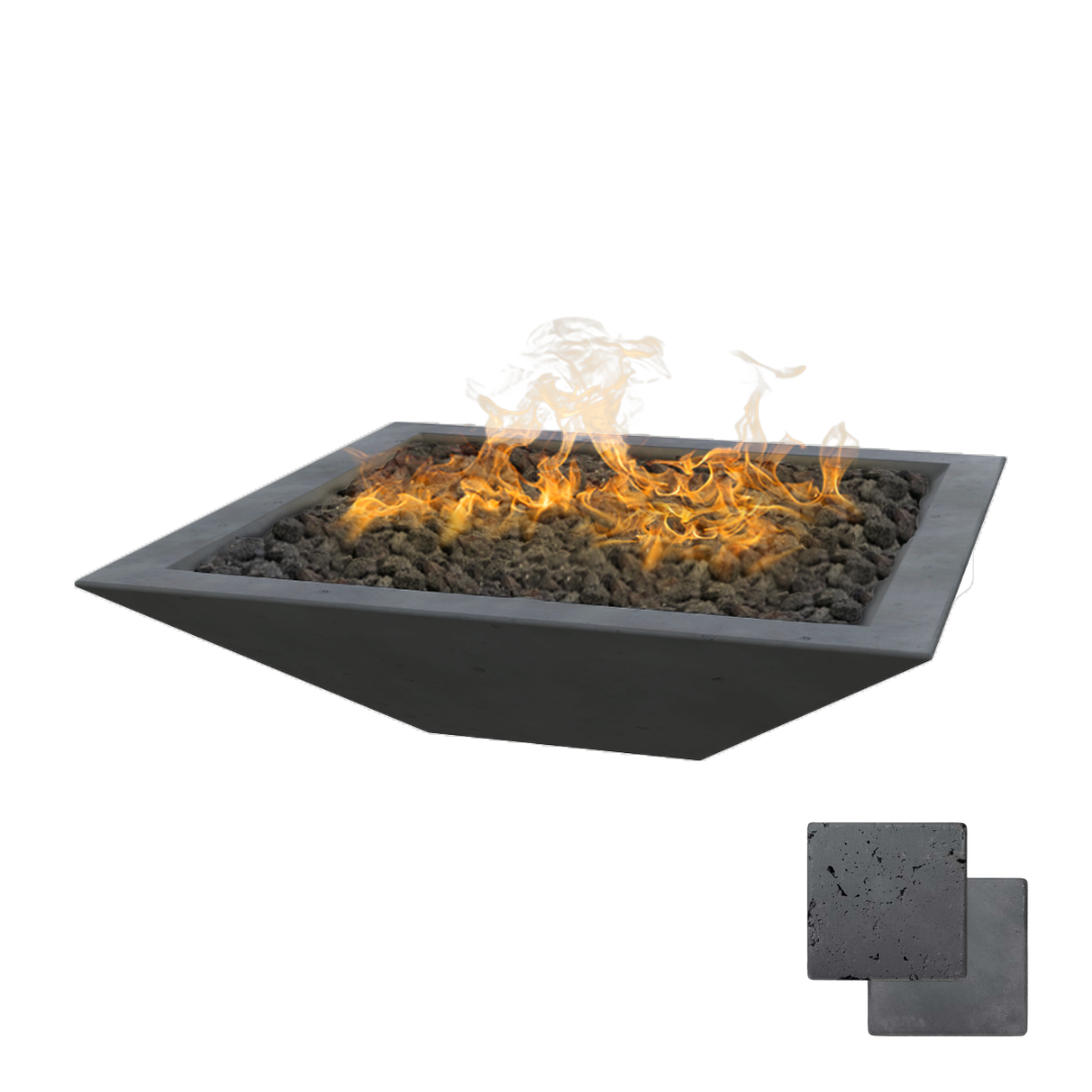 Linear Oblique Fire Table | Modern GFRC Firepit = Color Coal