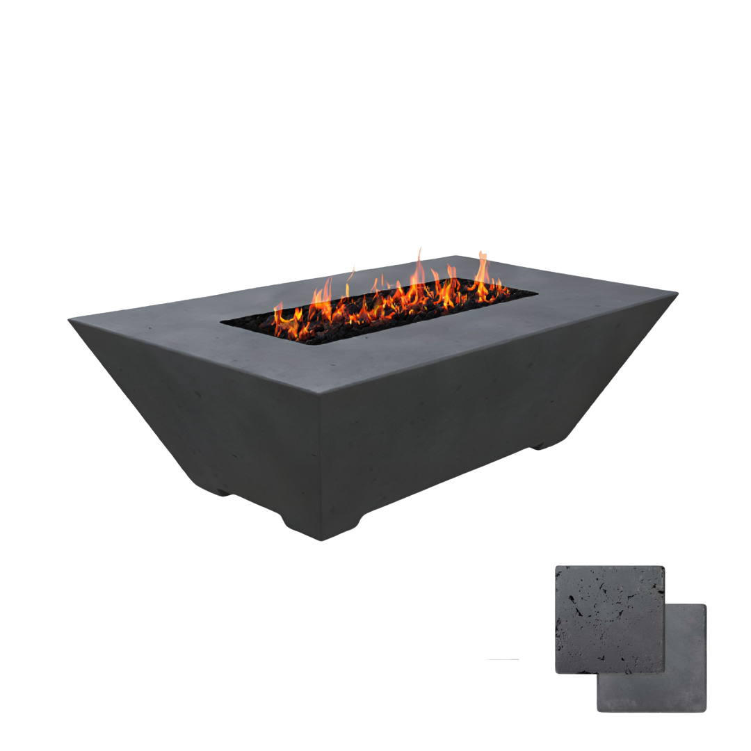 Linear Oblique Fire Table | Modern GFRC Firepit = Color Coal