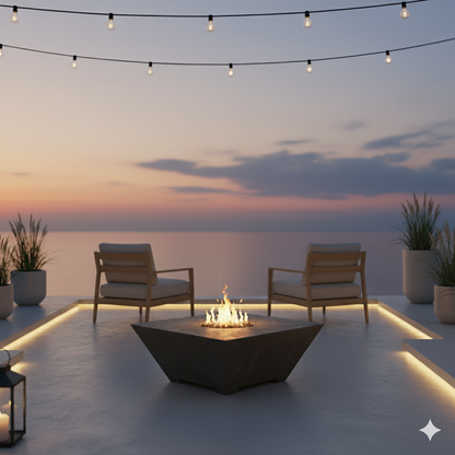 Square Oblique Fire Table | Modern GFRC Firepit