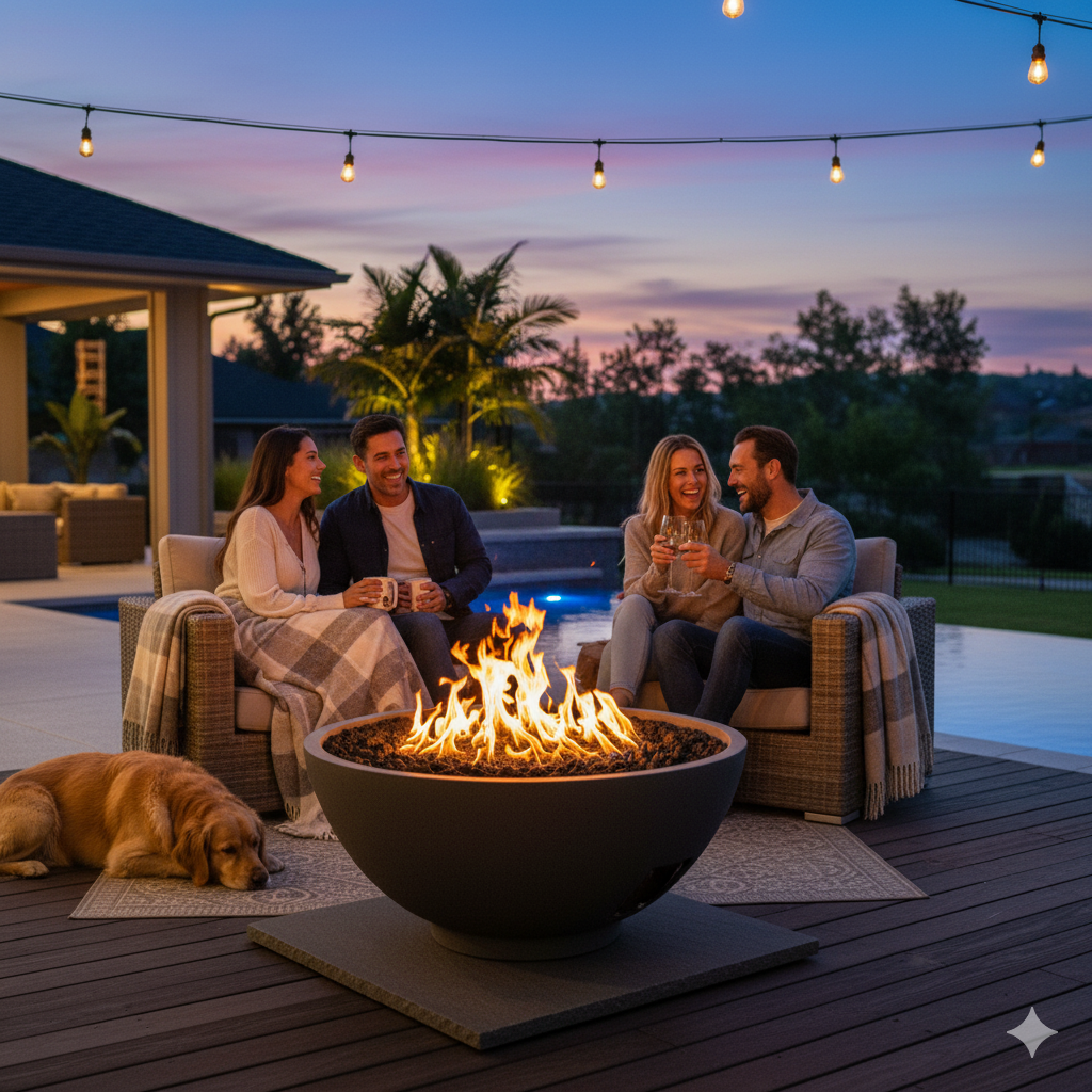 Round Sanctuary Fire Bowl | Modern GFRC Firepit