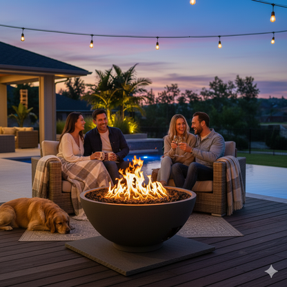 Round Sanctuary Fire Bowl | Modern GFRC Firepit