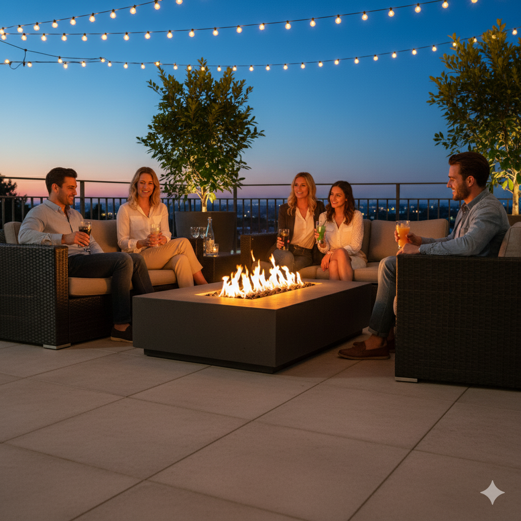 Linear Sanctuary Fire Table | Modern GFRC Firepit