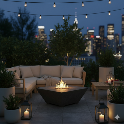 Square Oblique Fire Table | Modern GFRC Firepit
