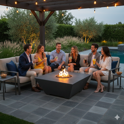 Square Oblique Fire Table | Modern GFRC Firepit