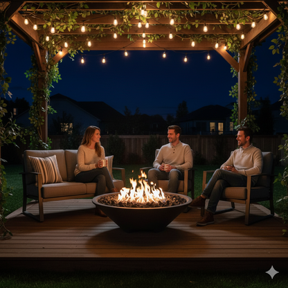 Round Oblique Fire Bowl with Venting | Modern GFRC Firepit