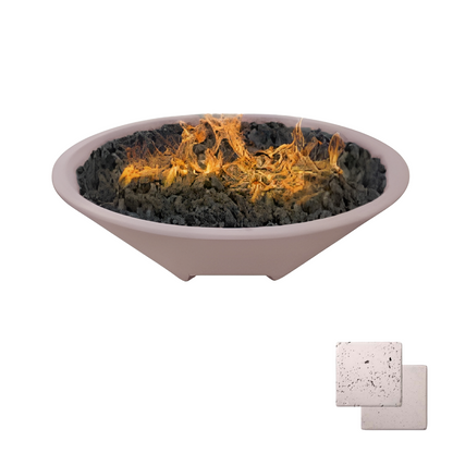 Round Oblique Fire Bowl with Venting | Modern GFRC Firepit = Color Ivory