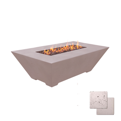 Linear Oblique Fire Table | Modern GFRC Firepit = Color Ivory