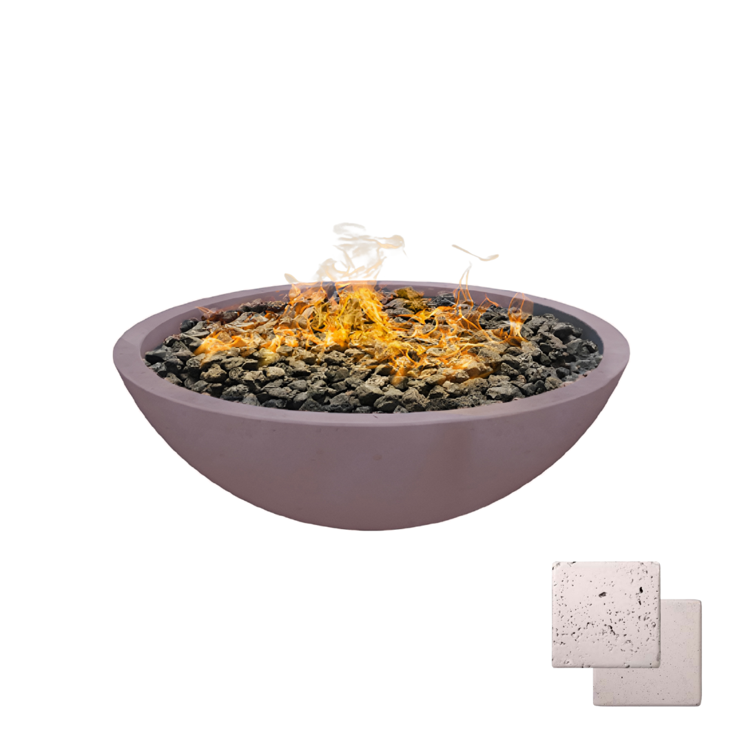 Round Wok Fire Bowl | Modern GFRC Firepit = Color Ivory