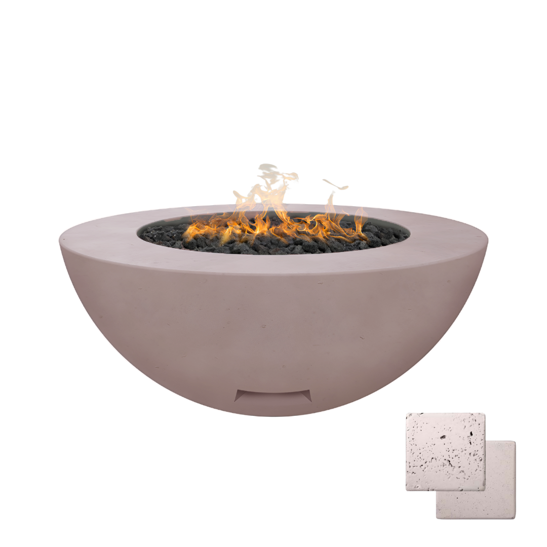 Round Fire Table | Modern GFRC Firepit = Color Ivory