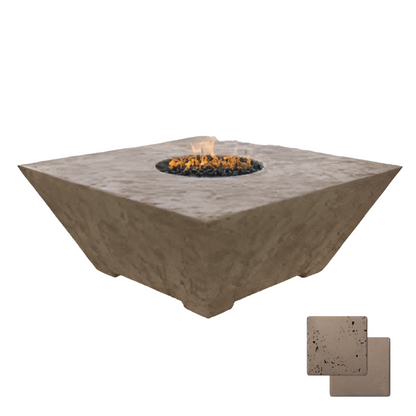 Square Oblique Fire Pit Table | Modern GFRC Firepit = Color Noche