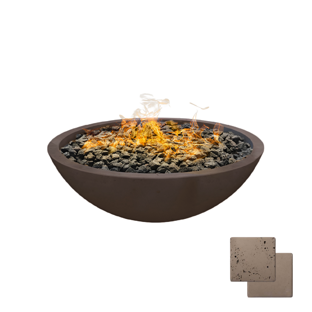 Round Wok Fire Bowl | Modern GFRC Firepit = Color Noche
