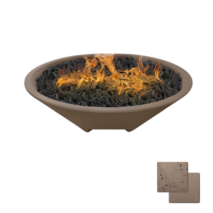 Round Oblique Fire Bowl with Venting | Modern GFRC Firepit = Color Noche