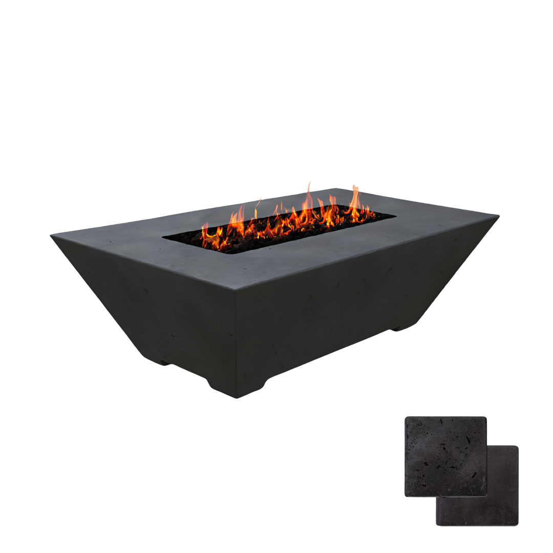 Linear Oblique Fire Table | Modern GFRC Firepit = Color Raven