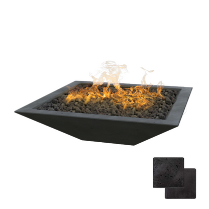 Linear Oblique Fire Table | Modern GFRC Firepit = Color Raven