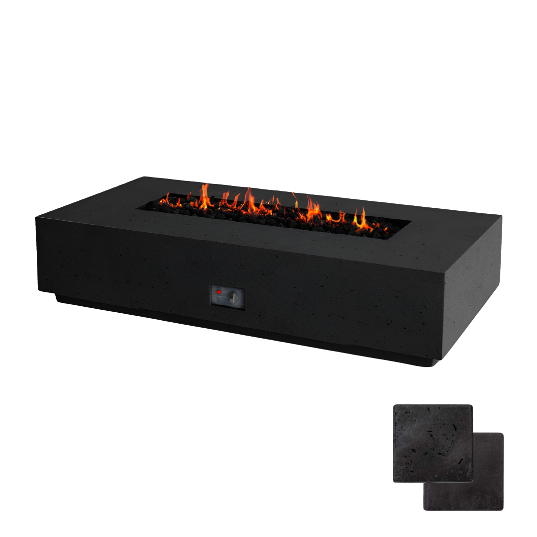 Linear Sanctuary Fire Table | Modern GFRC Firepit = Color Raven