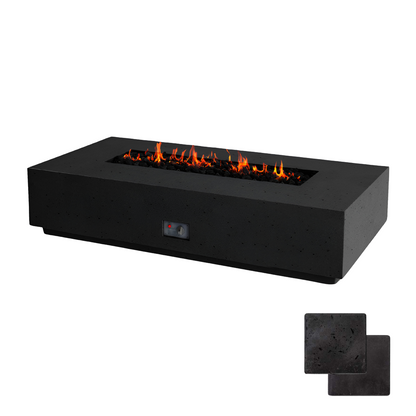 Linear Sanctuary Fire Table | Modern GFRC Firepit = Color Raven
