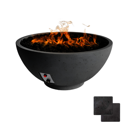 Round Sanctuary Fire Bowl | Modern GFRC Firepit = Color Raven