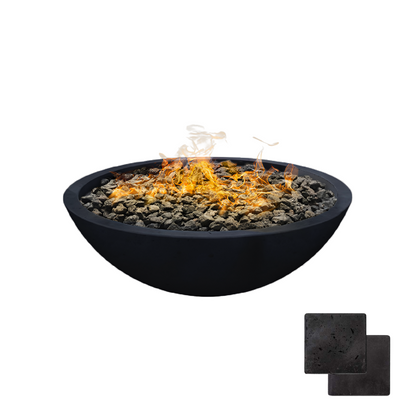 Round Wok Fire Bowl | Modern GFRC Firepit = Color Raven