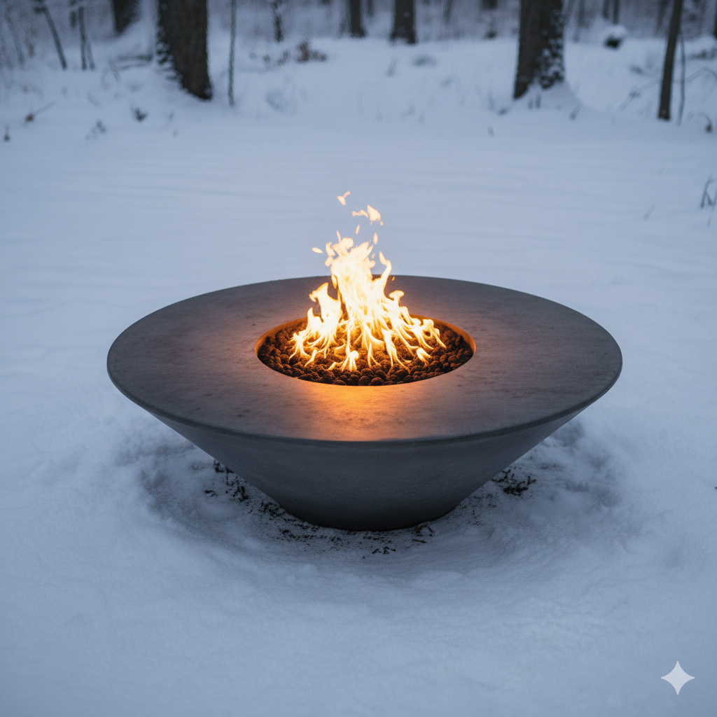 Round Oblique Fire Table | Modern GFRC Firepit
