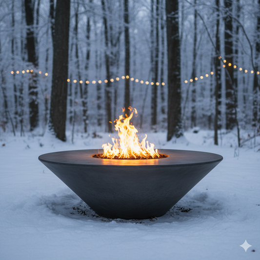 Round Oblique Fire Table | Modern GFRC Firepit