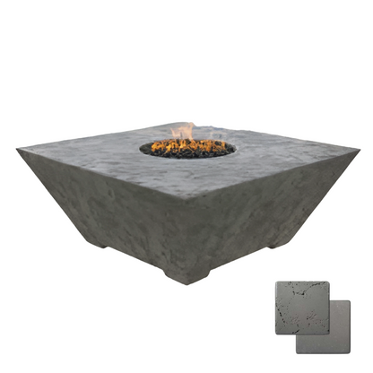 Square Oblique Fire Pit Table | Modern GFRC Firepit = Color Slate