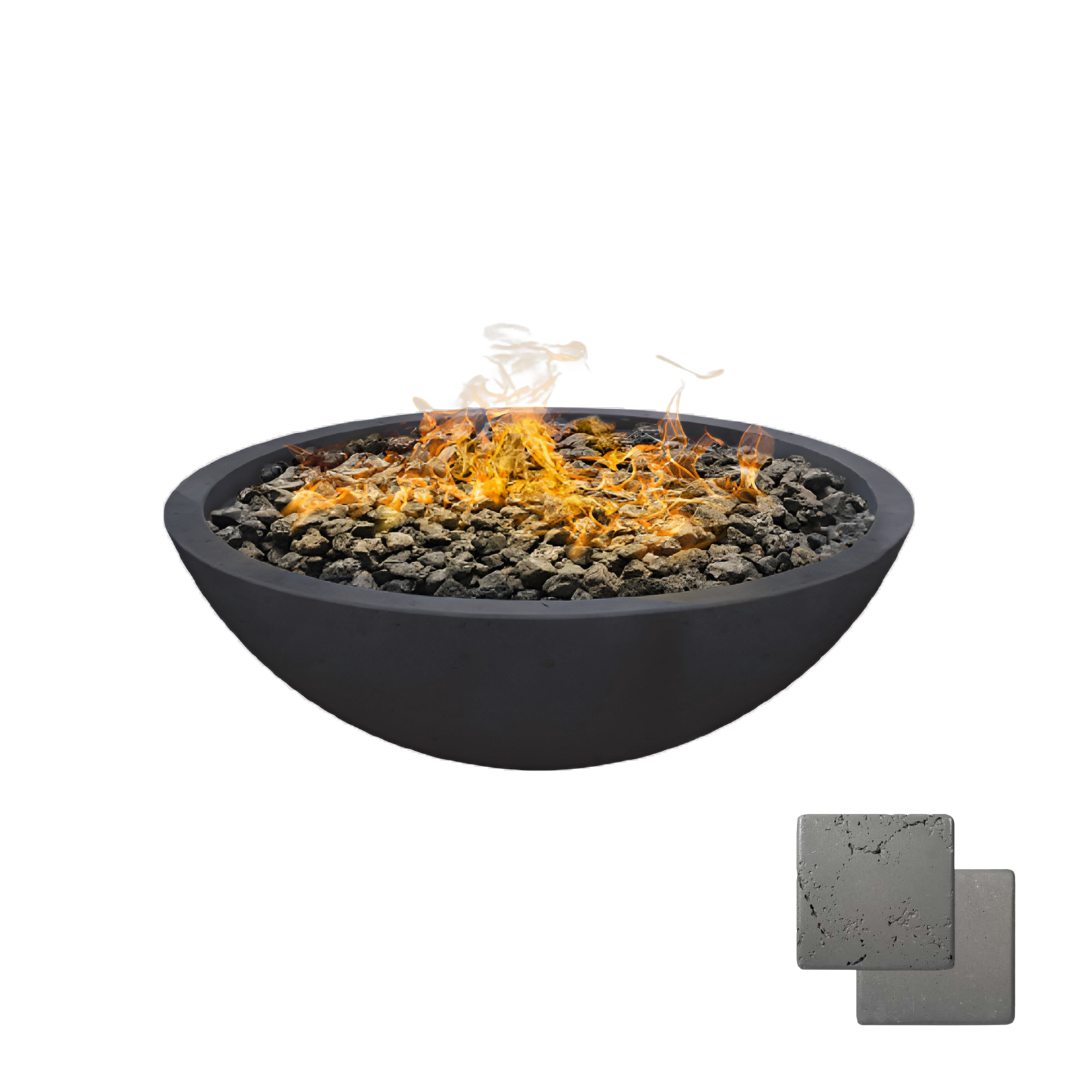 Round Wok Fire Bowl | Modern GFRC Firepit = Color Slate