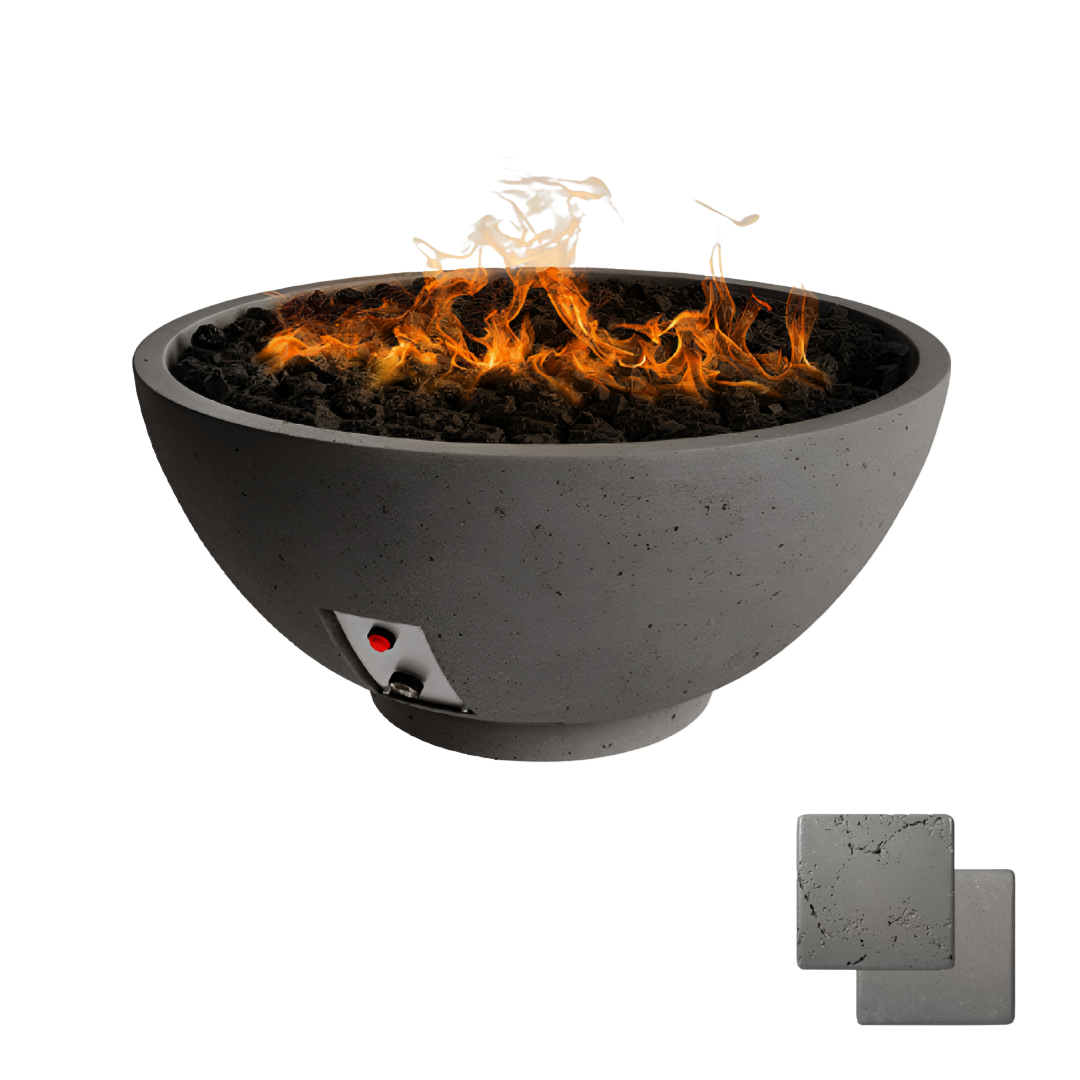Round Sanctuary Fire Bowl | Modern GFRC Firepit = Color Slate