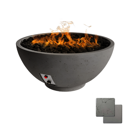 Round Sanctuary Fire Bowl | Modern GFRC Firepit = Color Slate