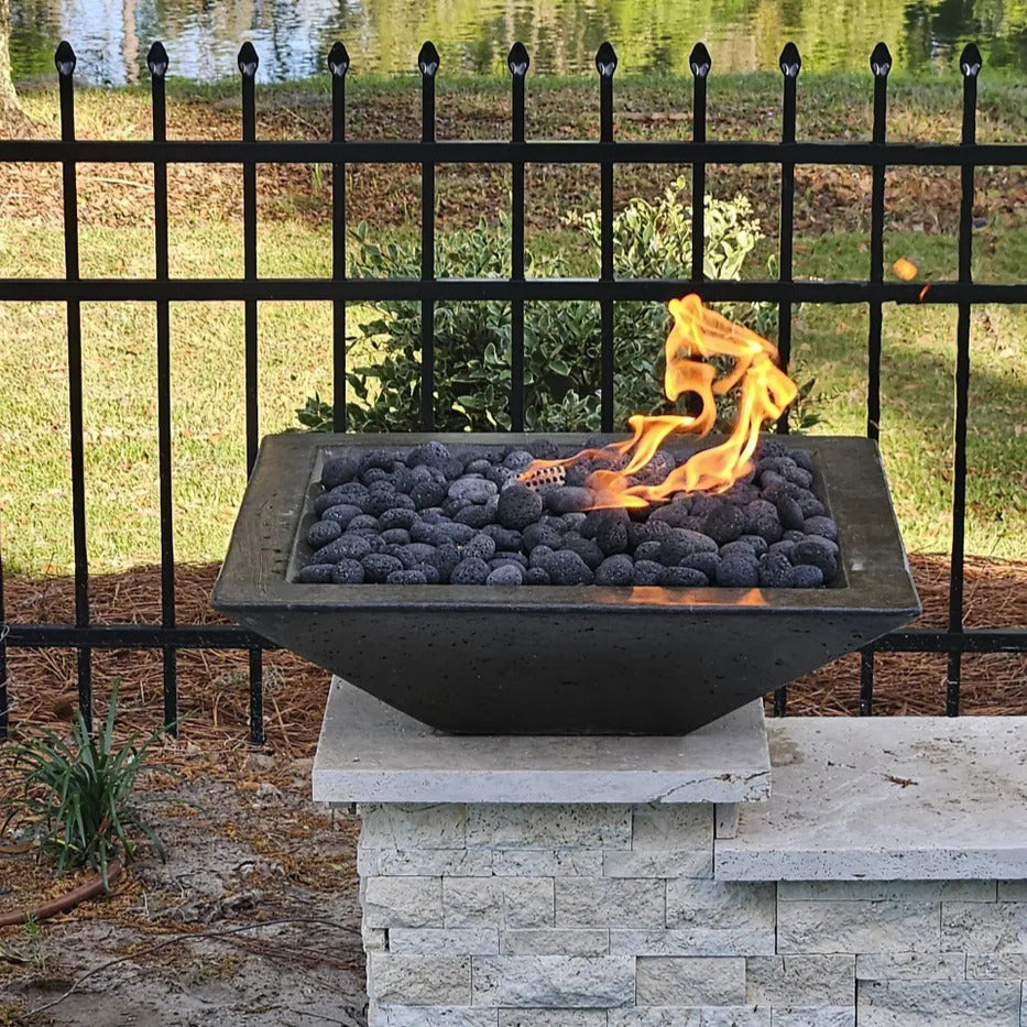TessaRai Square Fire Bowl Kit: Push Button Ignition