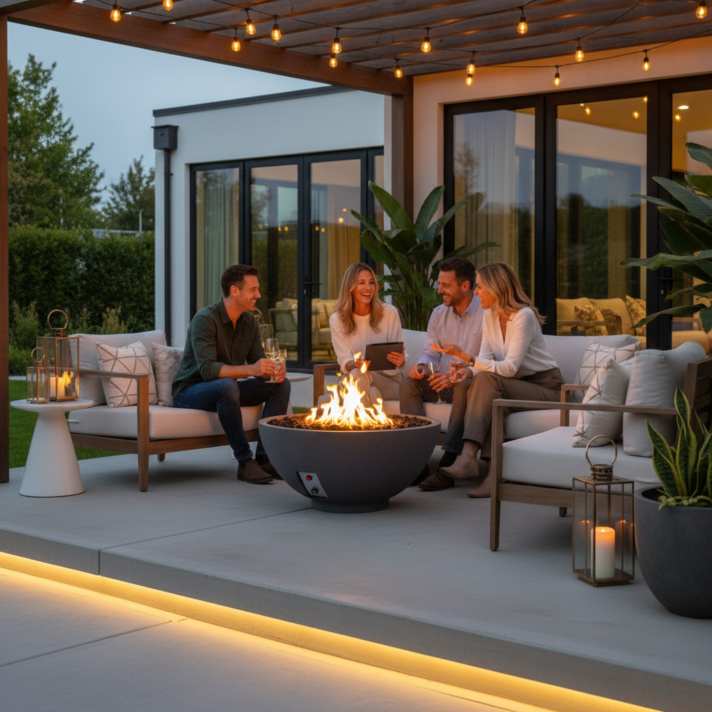 Round Sanctuary Fire Bowl | Modern GFRC Firepit