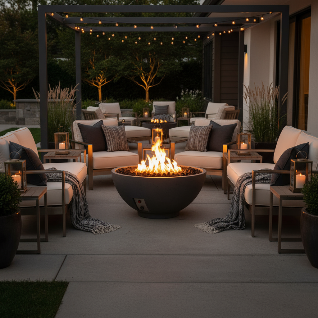 Round Sanctuary Fire Bowl | Modern GFRC Firepit