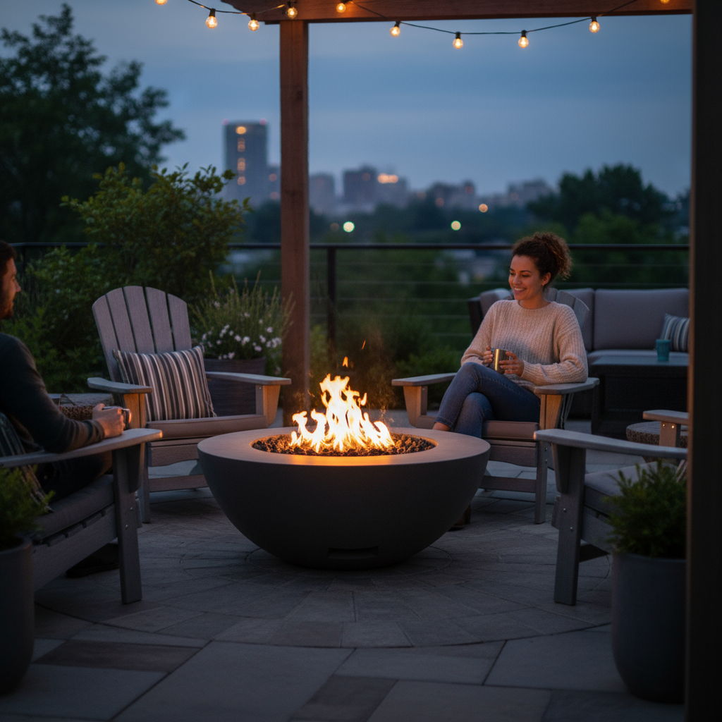 Round Fire Table | Modern GFRC Firepit