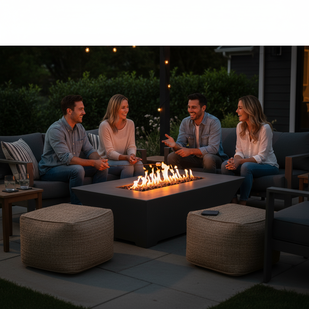 Linear Oblique Fire Table | Modern GFRC Firepit