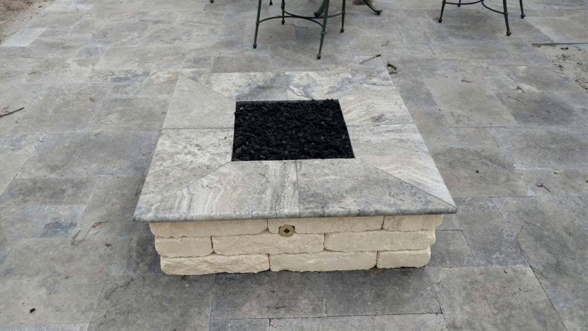 TessaRai Rectangle Fire Pit Kit: Manual Ignition in Sand Dune