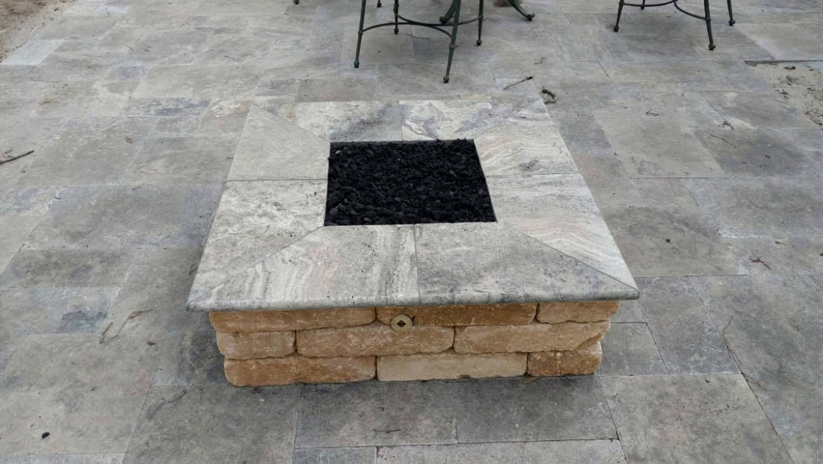 TessaRai Rectangle Fire Pit Kit: Auto Ignition in Sierra
