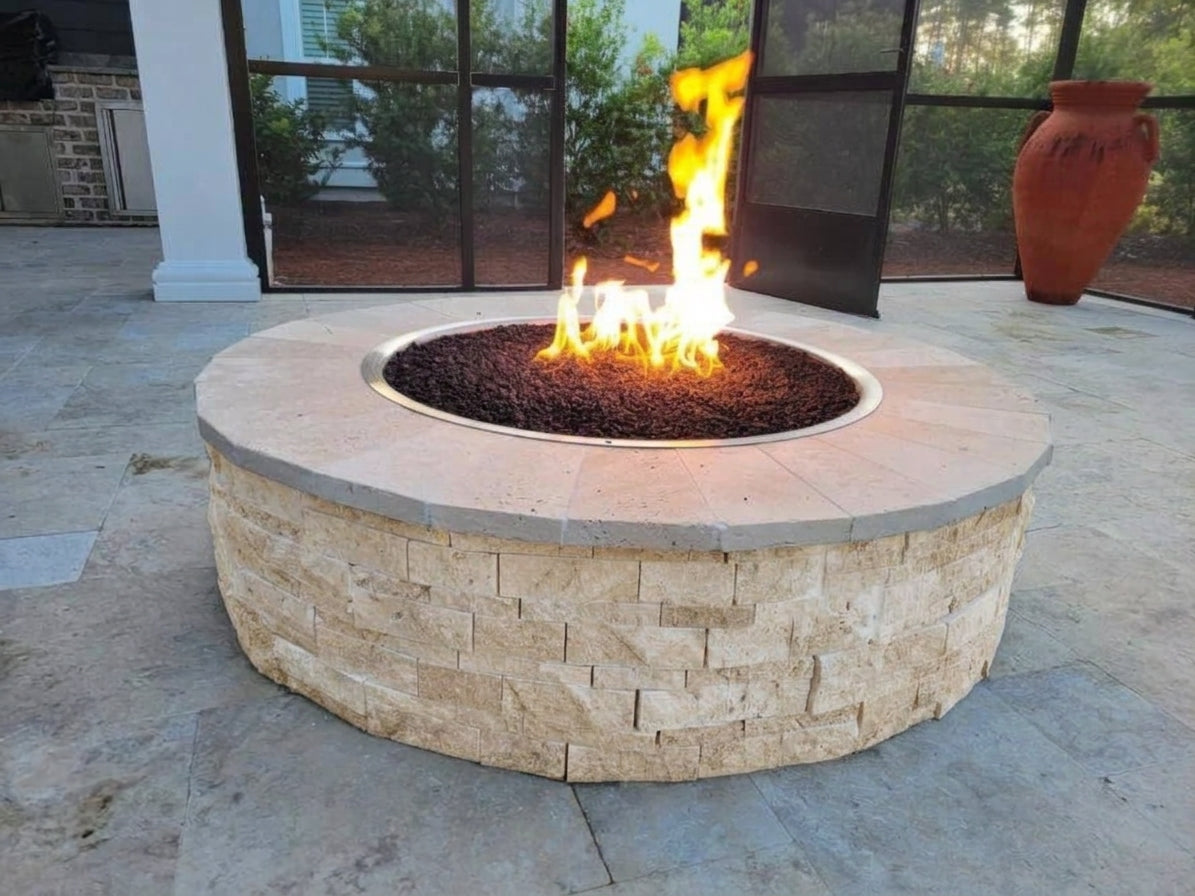 TessaRai Round Fire Pit Kit in Sand Dune