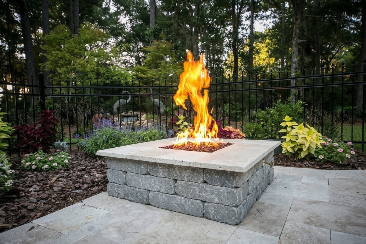 TessaRai Square Fire Pit Kit: Manual Ignition in Granite