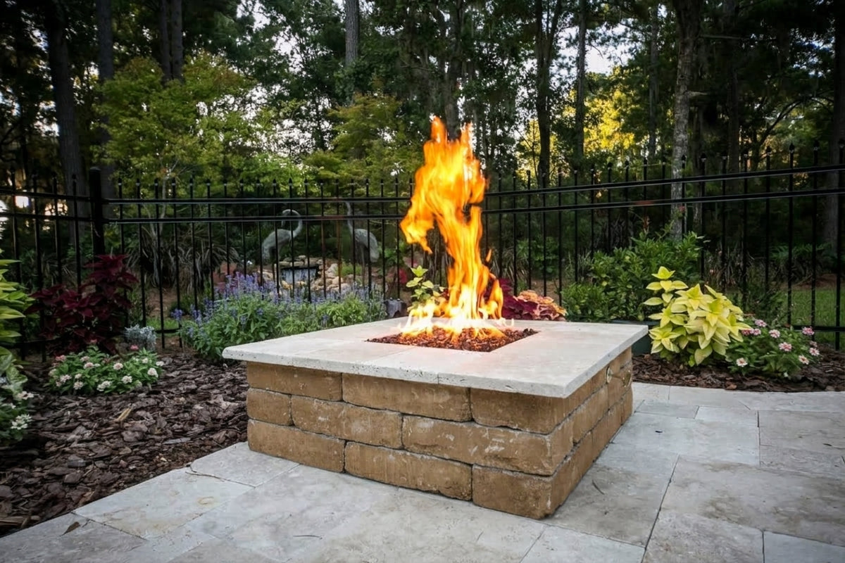 TessaRai Square Fire Pit Kit: Manual Ignition in Sierra