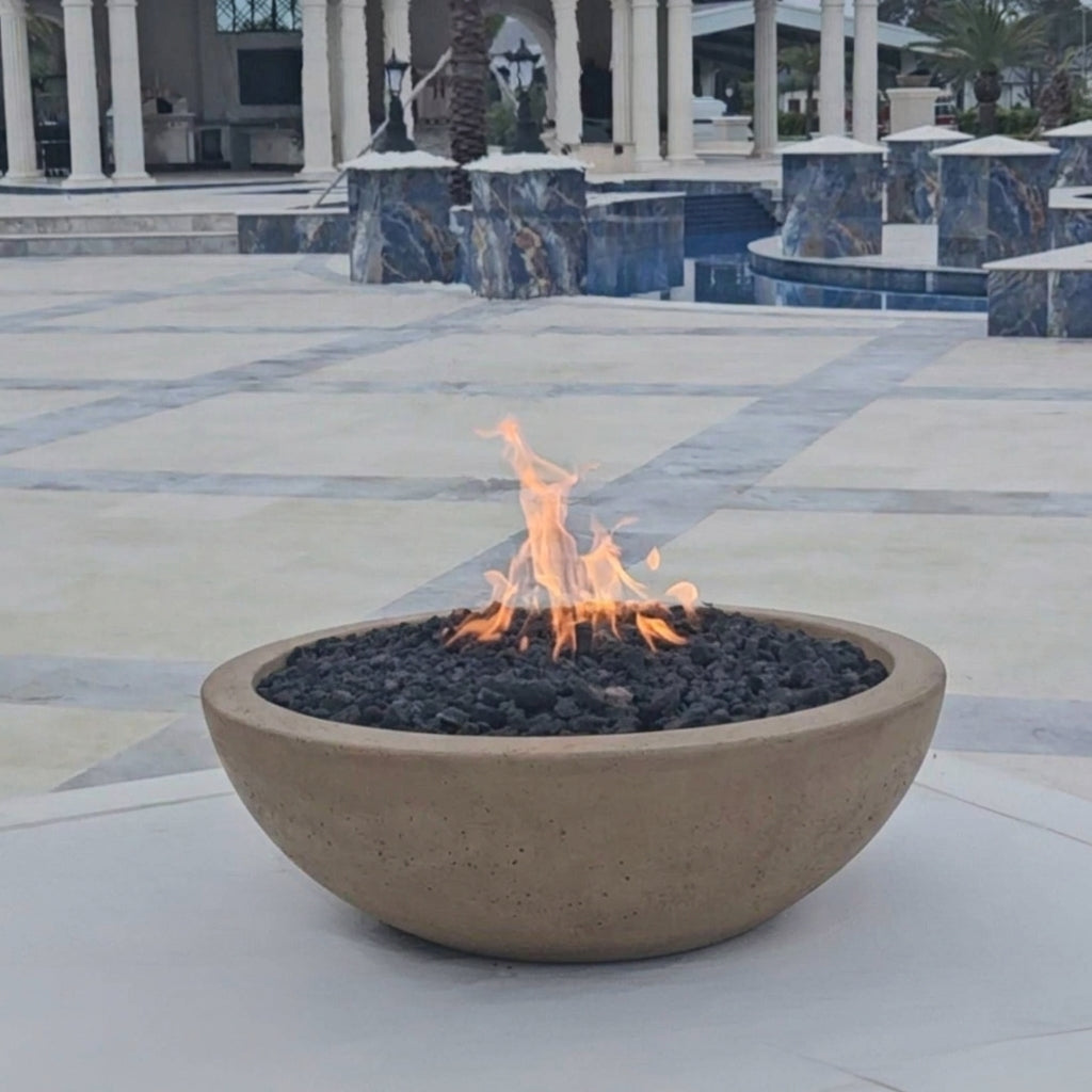 TessaRai Round Fire Bowl Kit: Push Button Ignition in Beach Dune