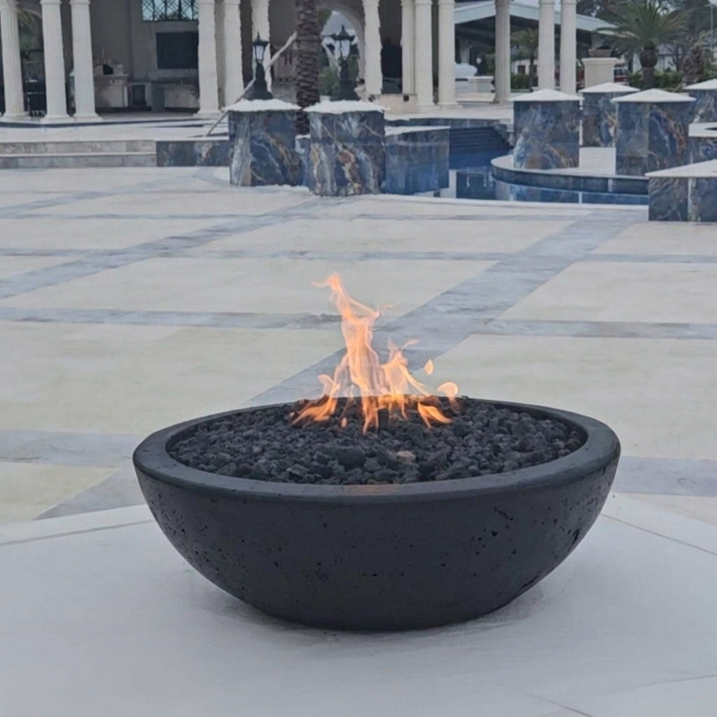 TessaRai Round Fire Bowl Kit: Manual Ignition in Black