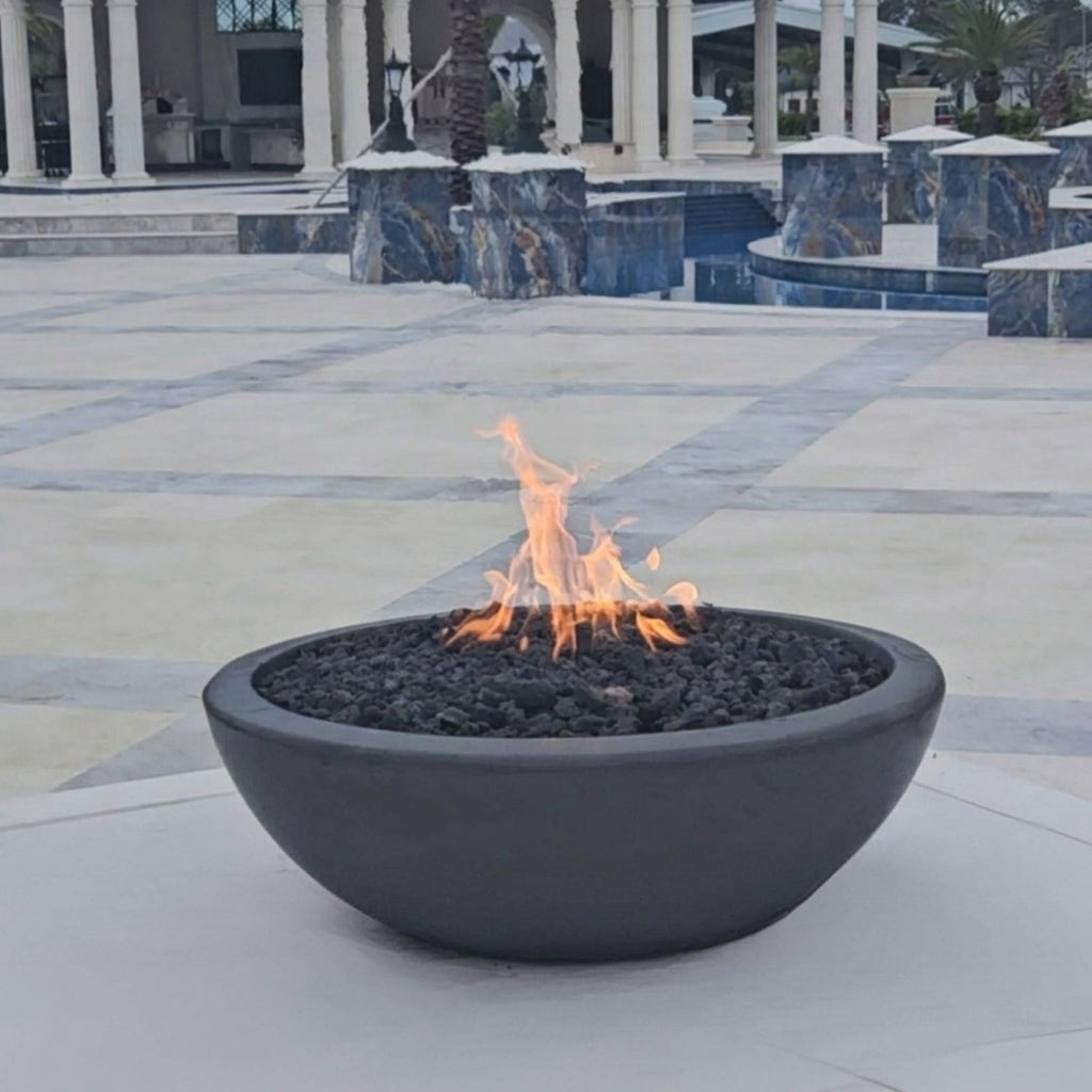 TessaRai Round Fire Bowl Kit: Push Button Ignition in Charcoal