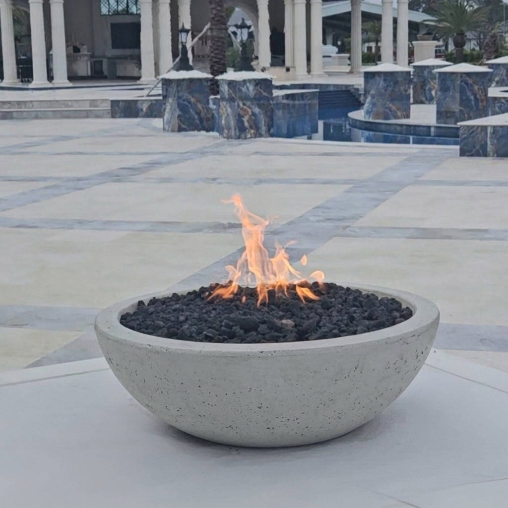 TessaRai Round Fire Bowl Kit: Manual Ignition in Light Grey