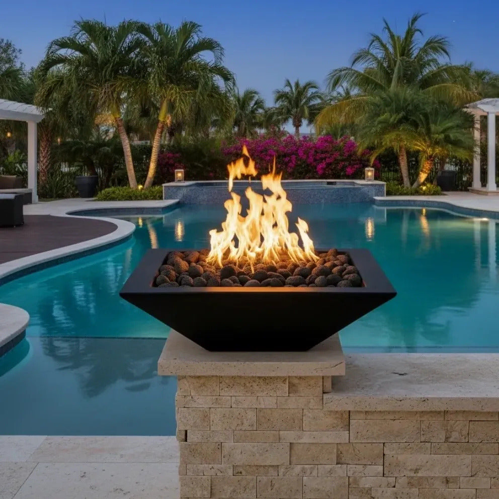 TessaRai Square Fire Bowl Kit: Push Button Ignition