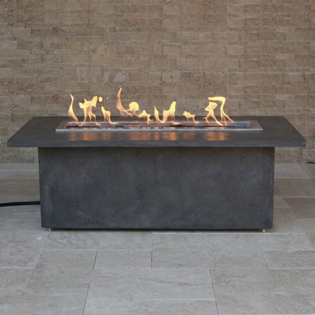 TessaRai 2-Piece Rectangle Fire Table Kit in Charcoal
