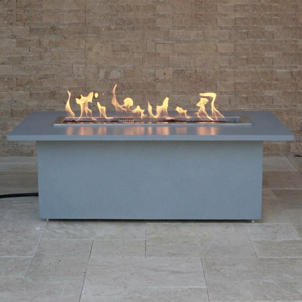 TessaRai 2-Piece Rectangle Fire Table Kit in Coastal Blue
