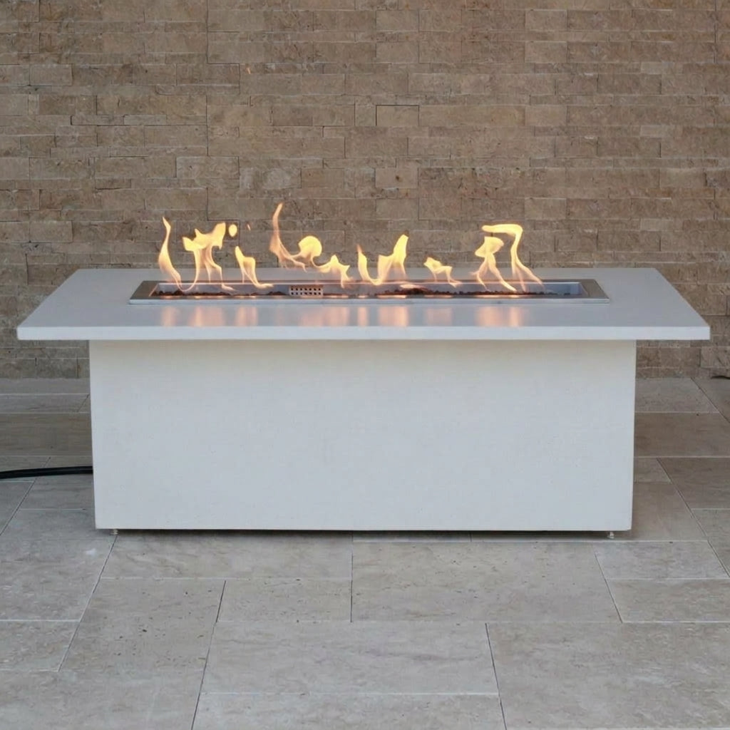 TessaRai 2-Piece Rectangle Fire Table Kit in Grey White