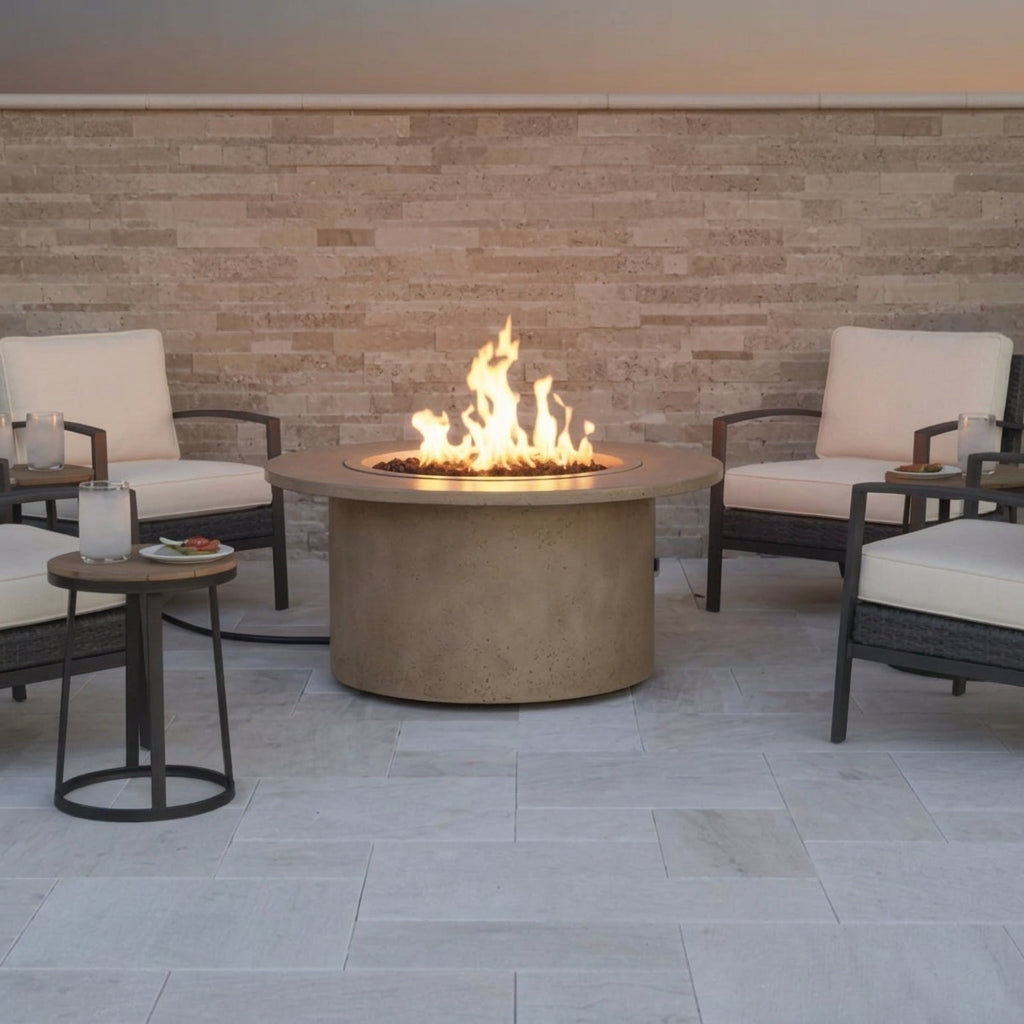 TessaRai 2-Piece Round Fire Table Kit in Beach Dune