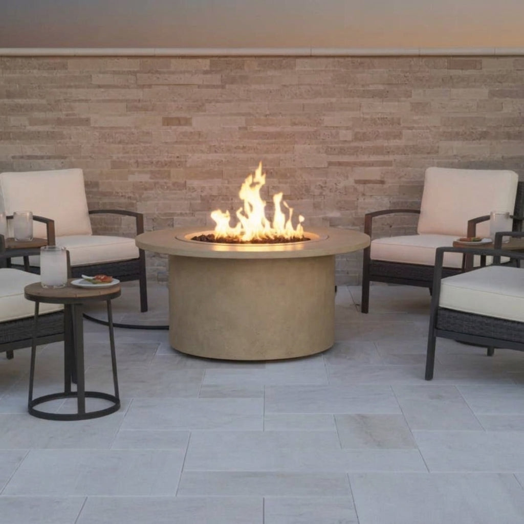 TessaRai 2-Piece Round Fire Table Kit in Beach Sand